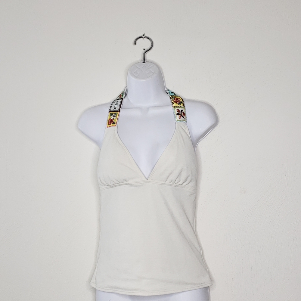 Coco Rave Embroidered Strap Tankini Bikini Top Size Medium D Cup